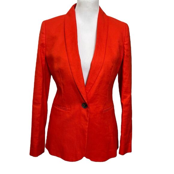 J.CREW NWT Parke Blazer Women’s Size 2 Brilliant Sunset Red Linen Blend Workwear - Picture 2 of 13